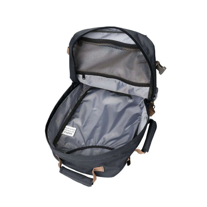 Inside view of the Cabinzero Mini Ultra Light Cabin Bag With Luggage Trackers 28L, showcasing ample packing space.
