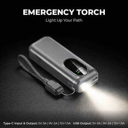 Quickpower World Mini Powerbank With LED Torch Light 10000MAH featuring a powerful emergency torch.