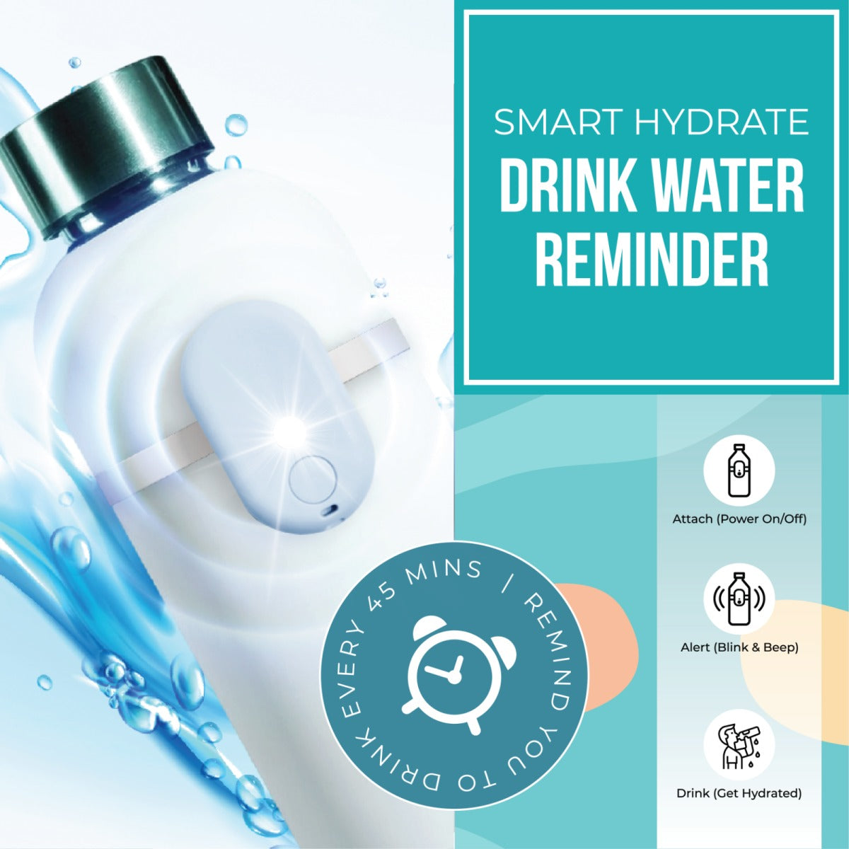 Drink Water Reminder Device with water bottle, reminder feature, and hydration alerts for staying healthy.