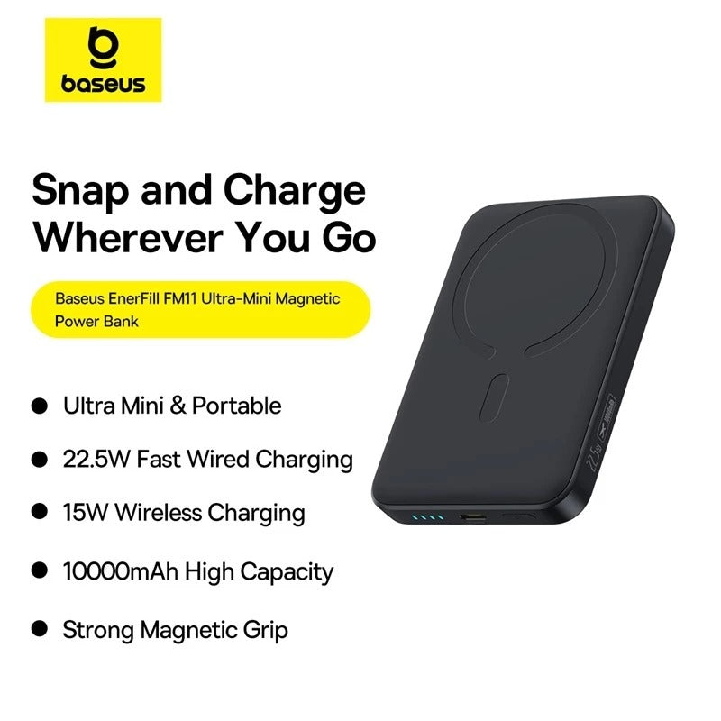 Baseus CCC Certified EnerFill FM11 Magnetic Power Bank 10000mAh 22.5W Fast Charging