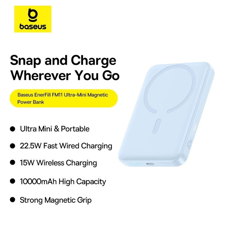 Baseus CCC Certified EnerFill FM11 Magnetic Power Bank 10000mAh 22.5W Fast Charging