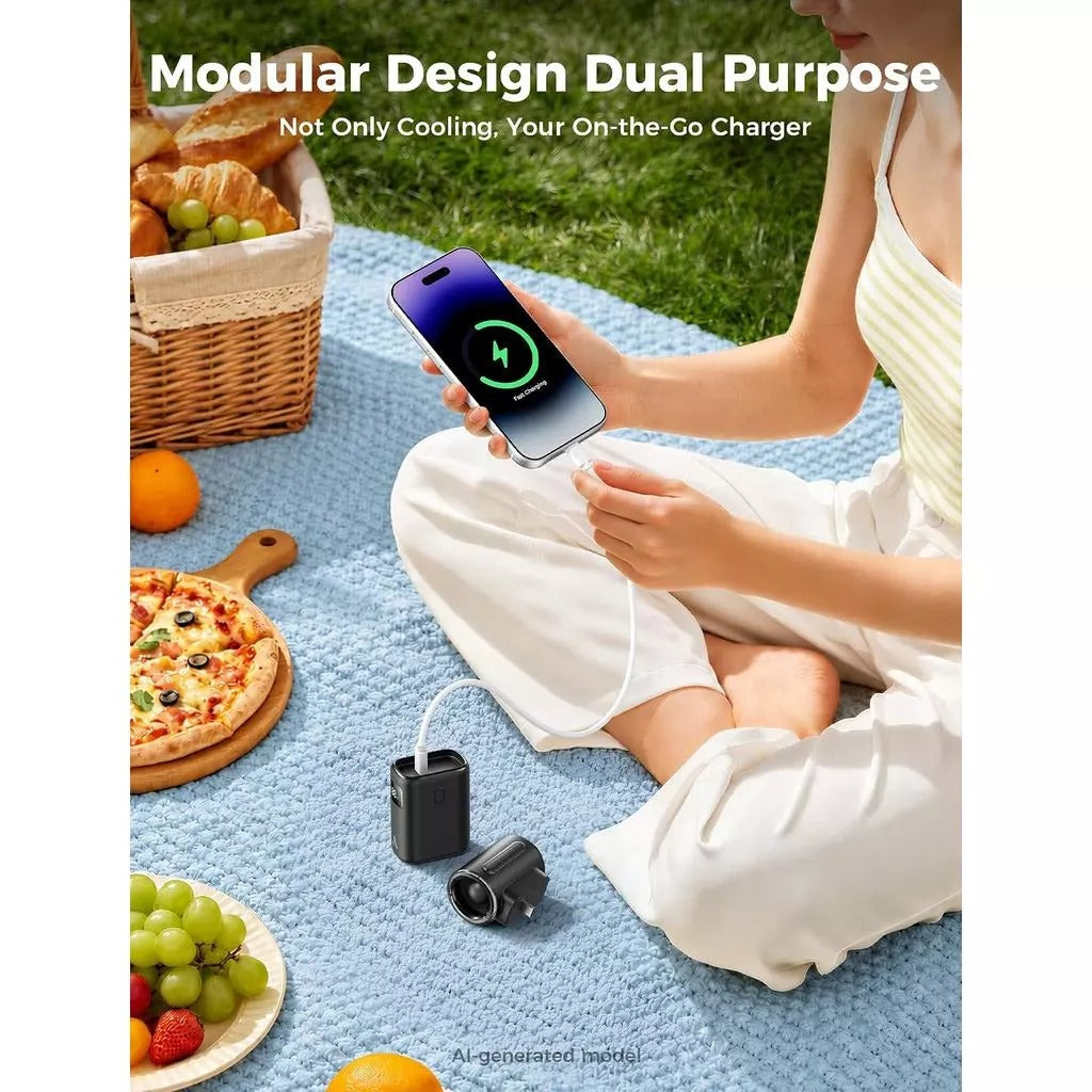 Aecooly Portable Handheld Fan Air Mate With Power Bank Detachable