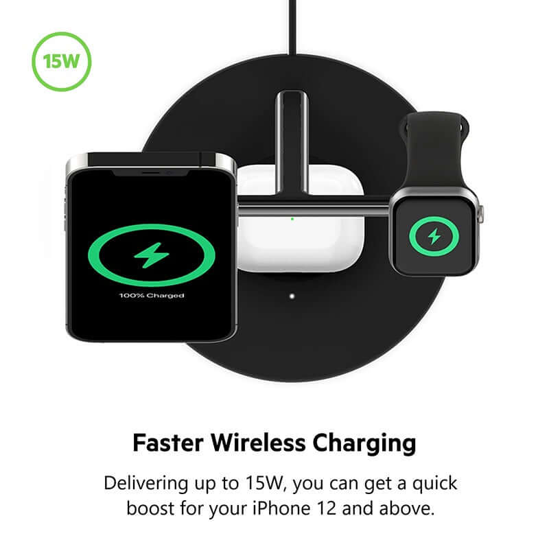 Belkin WIZ017myBK BoostCharge Pro 3-in-1 Wireless Charger with MagSafe 15W Corporate Gifts Singapore