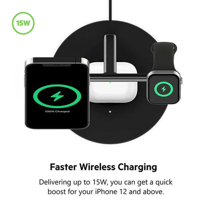Belkin WIZ017myBK BoostCharge Pro 3-in-1 Wireless Charger with MagSafe 15W Corporate Gifts Singapore