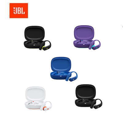 JBL Endurance Peak 4 Wireless Earbuds in various colors and charging cases, perfect for corporate gift Singapore.