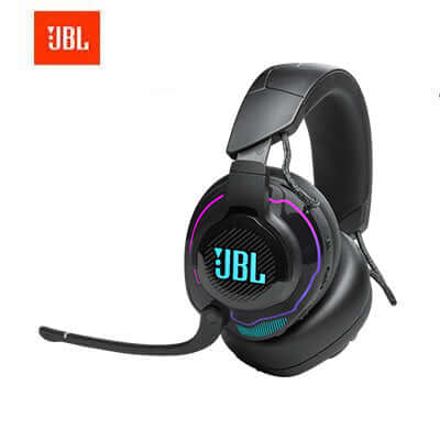 JBL Quantum 910 Wireless Gaming Headset with noise cancellation and RGB lighting.