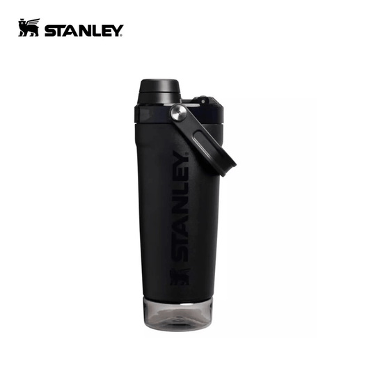 STANLEY The Vitalize™ Shaker Bottle in black with a leakproof lid and easy-carry handle.