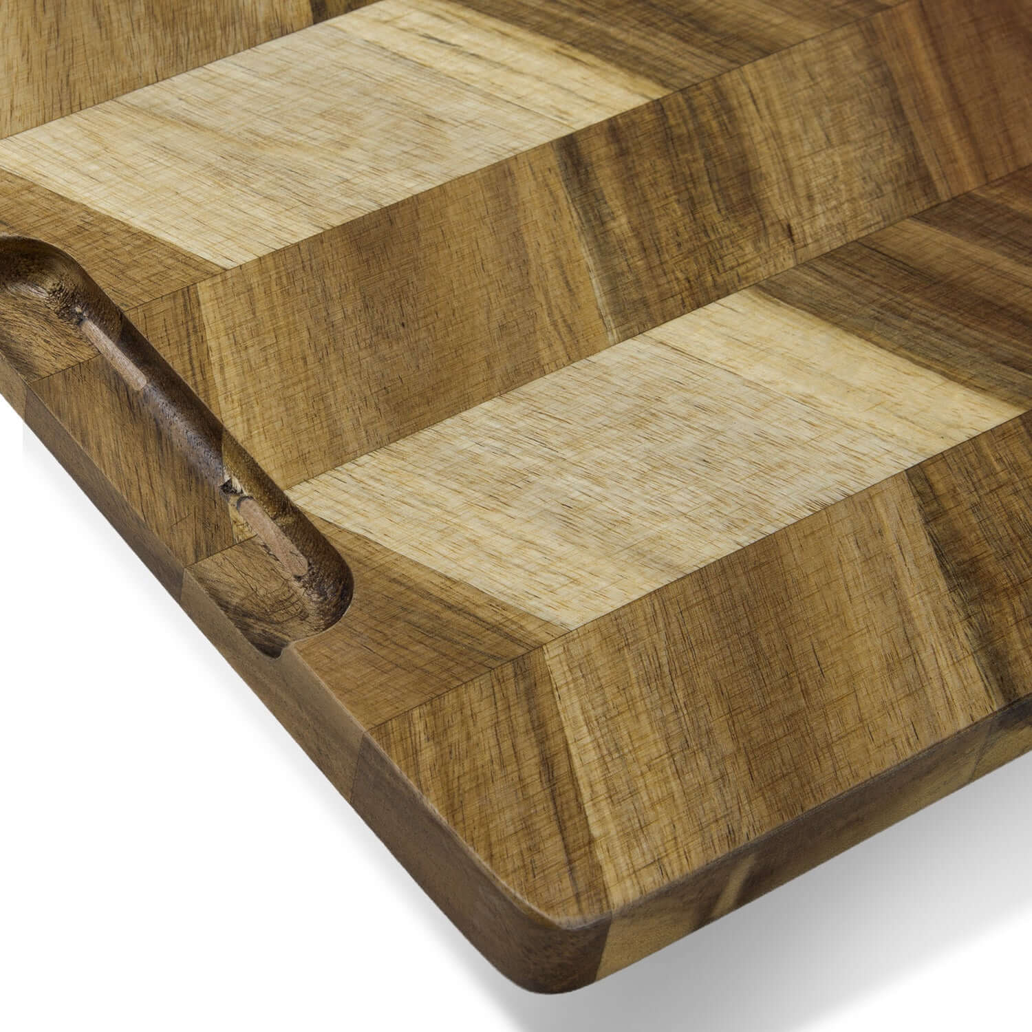 Keepsake Chopping Board featuring a chevron pattern made from natural acacia wood, ideal for corporate gift giving.
