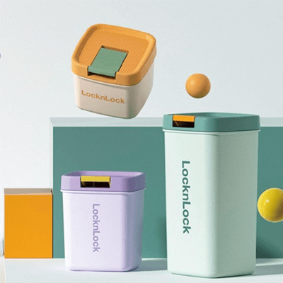 LocknLock Storage Container Set in vibrant colors, ideal for organizing food and as a corporate gift.