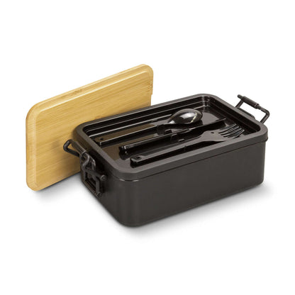 Luncheon Expandable Lunch Box with bamboo lid and utensils, ideal for Corporate Gift Singapore.