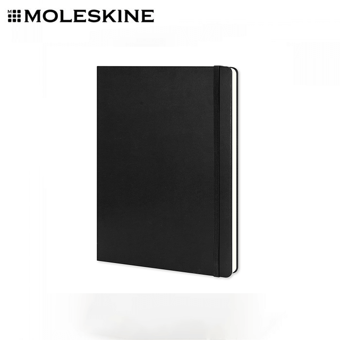 Moleskine Classic Hard Cover Notebook - Extra Large, black hardcover with elastic closure, perfect for corporate gift.