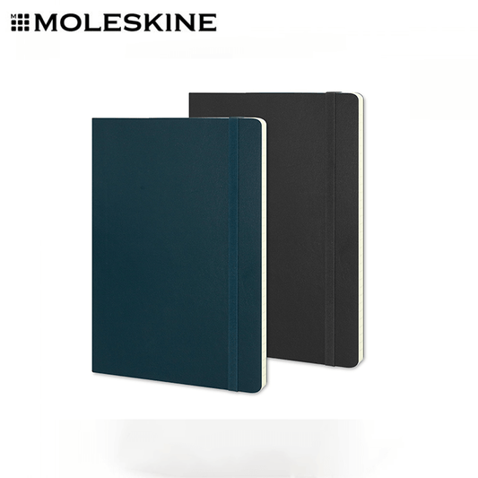 Moleskine Classic Soft Cover Notebook - Large in blue and black for corporate gift ideas.