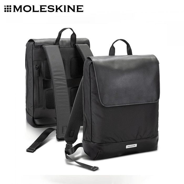 Moleskine Metro Slim Backpack showcasing a sleek design, water-resistant features, perfect as a corporate gift.