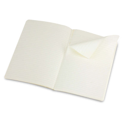 Moleskine Volant Journal - Large opened showing ivory-colored lined pages, ideal for writing notes.