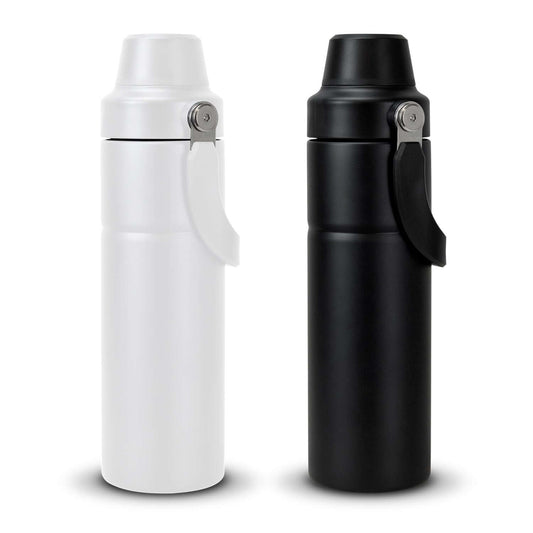 Nexus Vacuum Bottle in white and black, featuring a unique design, perfect for a Corporate Gift Singapore.