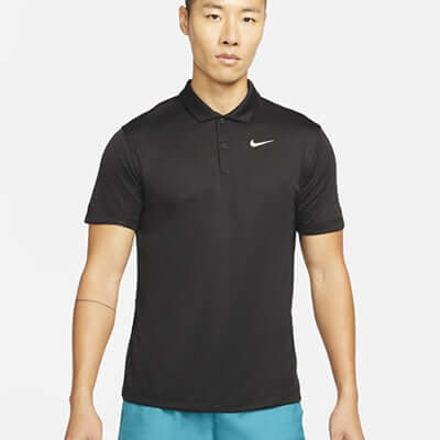 Nike Court Dry Fit Polo in black, perfect for active individuals and corporate gifts.