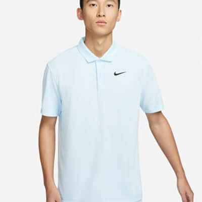 Nike Court Dry Fit Polo in light blue, perfect for corporate gifts and active lifestyles.