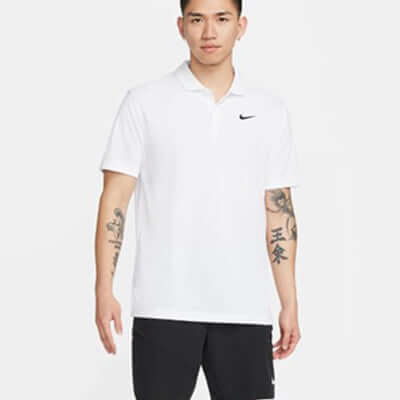 Nike Court Dry Fit Polo in white, ideal for comfort and style, perfect as a Corporate Gift.