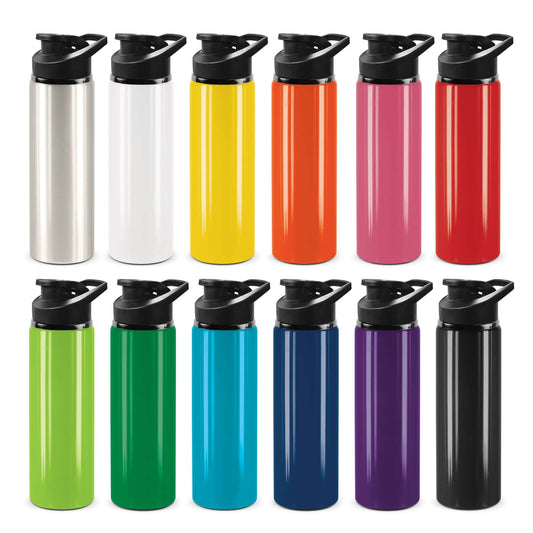 Oasis Bottle with Snap Cap in various colors including silver, green, blue, pink, and more, ideal corporate gift.