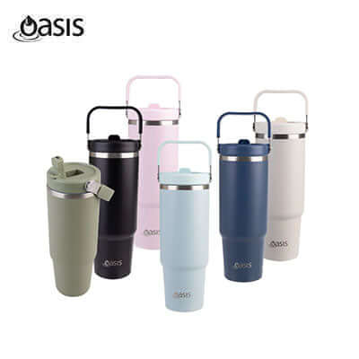 Oasis Stainless Steel Insulated Voyager Carry Tumbler With Sipper Straw 900ML in various colors