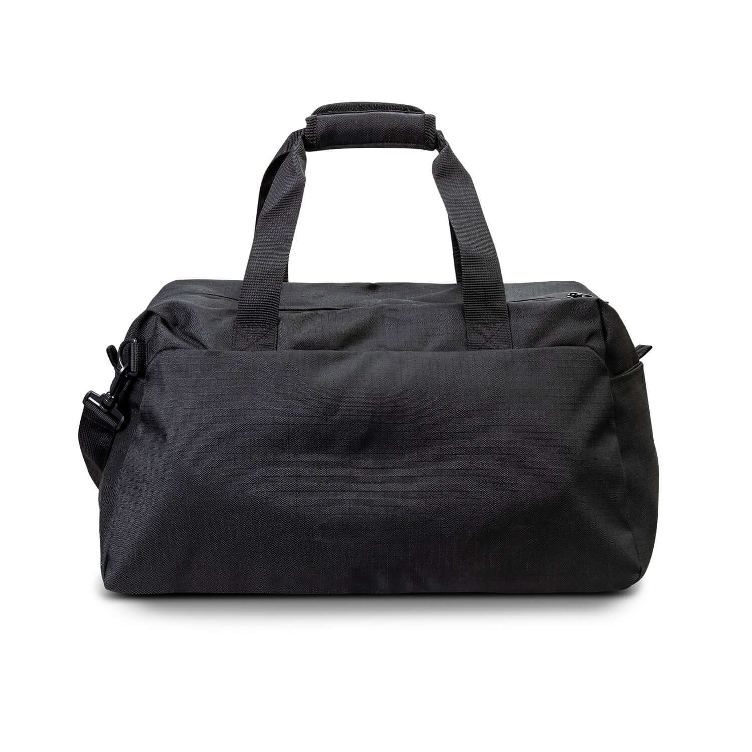Oceana Recycled Duffle Bag in sleek black design, perfect for gym or travel as a corporate gift.