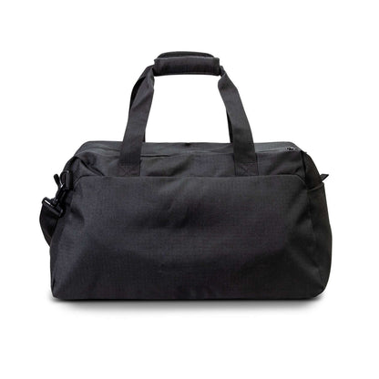 Oceana Recycled Duffle Bag in sleek black design, perfect for gym or travel as a corporate gift.