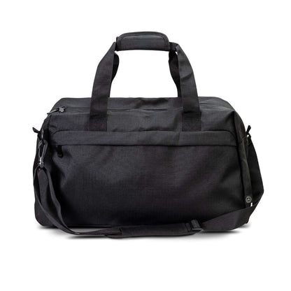 Oceana Recycled Duffle Bag in black color, perfect for gym and travel, made from recycled materials.