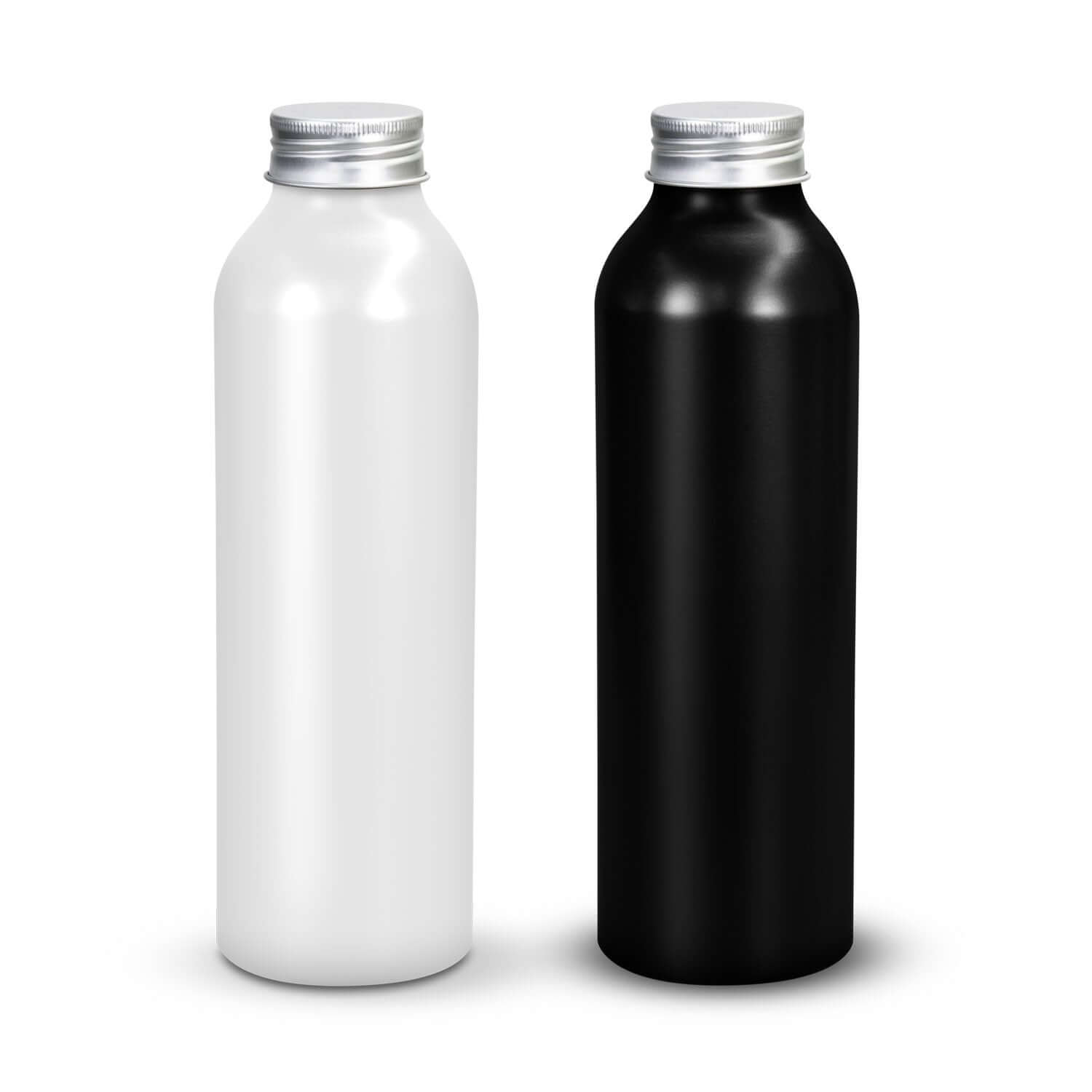 Octiva Aluminium Bottle in white and black colors, 630ml recycled aluminium drink bottle, ideal corporate gift Singapore.