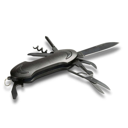Omni Multi-Function Pocket Knife with stainless steel tools in compact design for everyday reliability.
