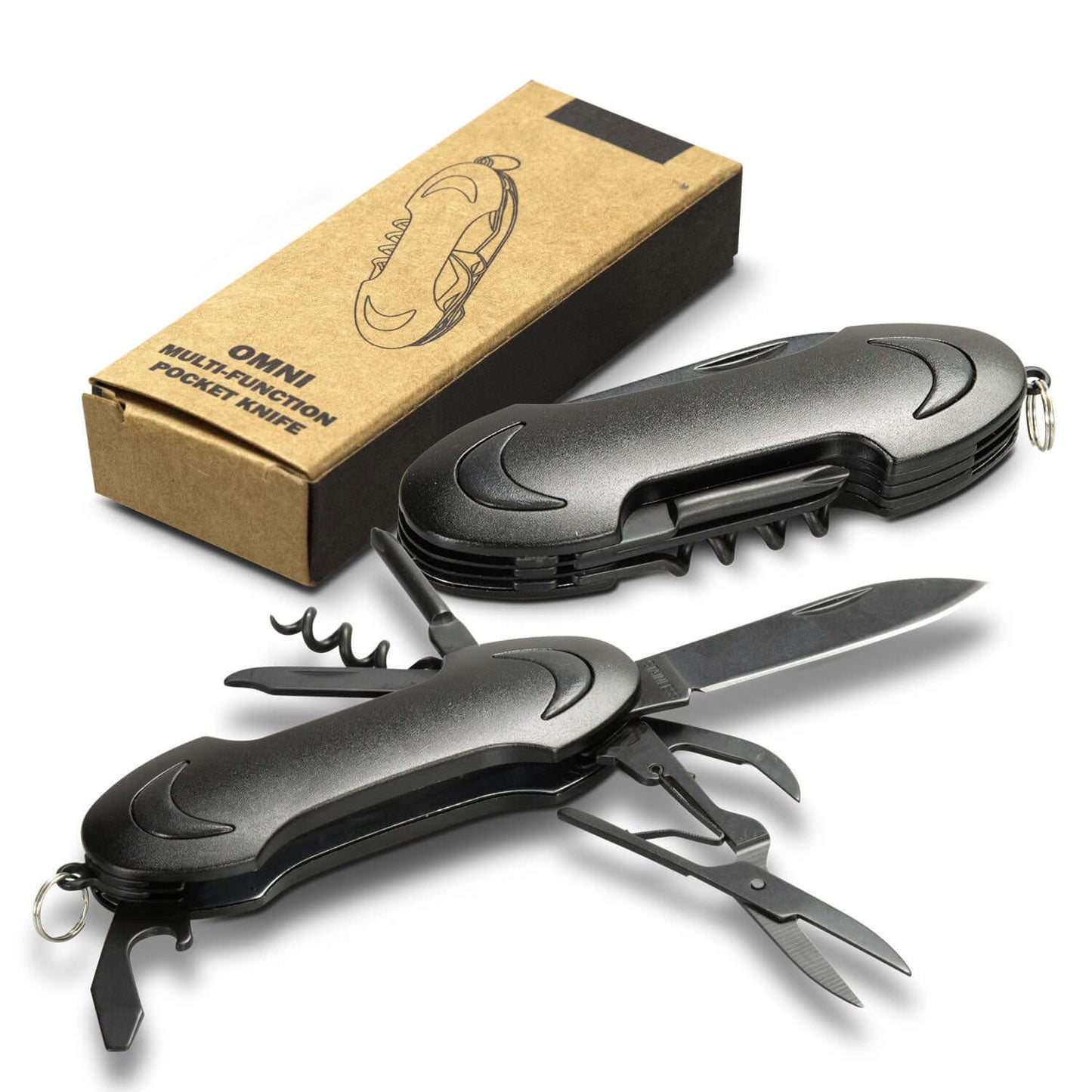 Omni Multi-Function Pocket Knife with stainless steel tools and gift box in Singapore.
