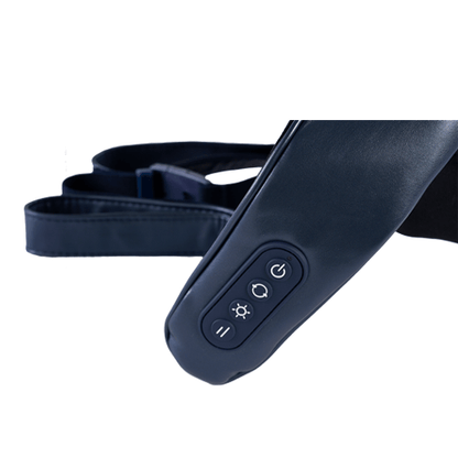 Close-up of the OTO Q Hug massager control panel for a soothing neck and shoulder massage.