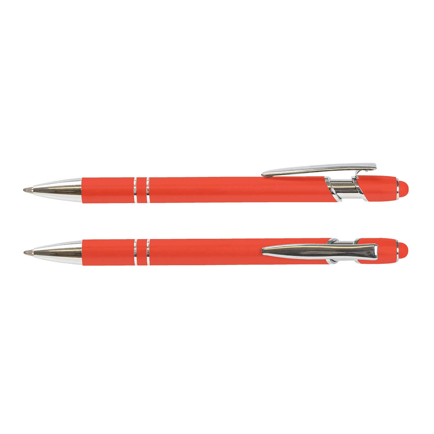 Prime Stylus Pen in vibrant red color with shiny chrome trim, ideal for corporate gifts.