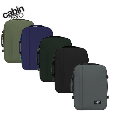 Cabinzero Classic Ultra Light Cabin Bag With Luggage Trackers 44L in various colors for travel convenience.