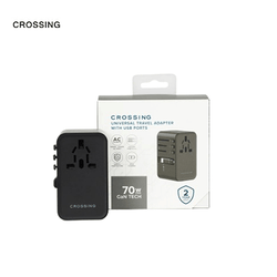 Crossing World Travel Adaptor 70W with 2 X USB-A + 2 X USB-C with Built-In Type C Cable Corporate Gifts Singapore