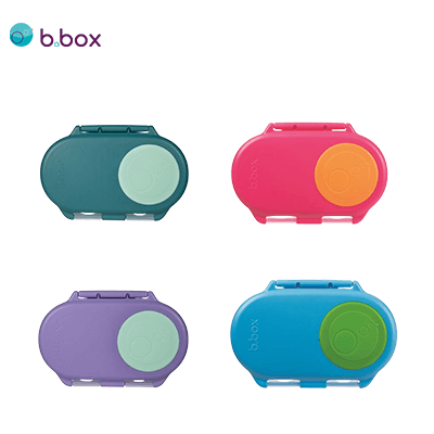B BOX Snackbox in assorted colors, perfect for on-the-go snacking and corporate gifts.