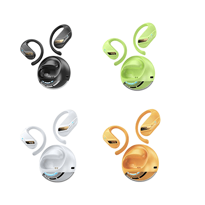 Vention Wireless Bluetooth Open Ear Headphones OpenBeat in black, green, white, and orange colors for stylish listening.
