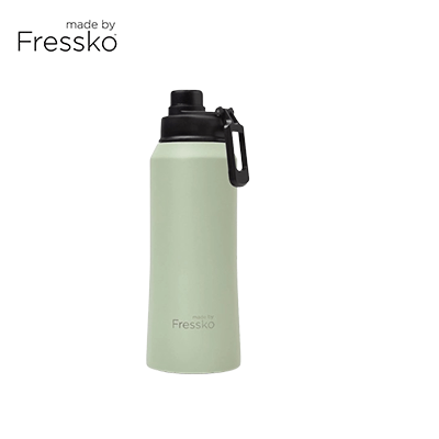 Made By Fressko Core 34oz Insulated Stainless Steel Drink Bottle in green with a spill-proof lid.