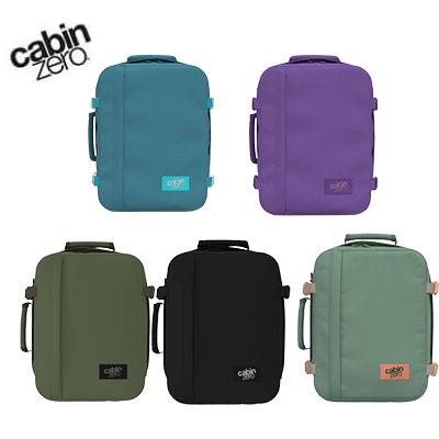 Cabinzero Classic Backpack 28L in various colors, ideal for a Corporate Gift and modern travelers.