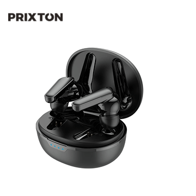 Prixton TWS158 ENC and ANC earbuds in charging case, perfect for corporate gift.
