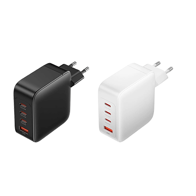 Vention 4-Port USB (C + C + C + A) GaN Charging Kit in black and white for efficient charging.