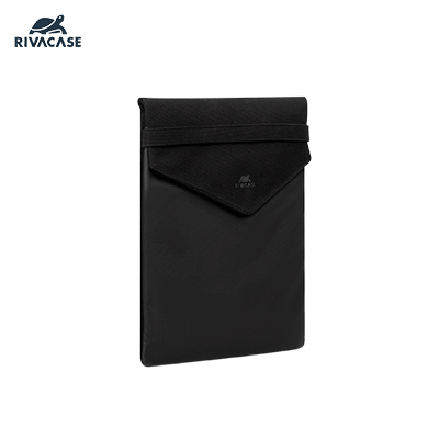 Rivacase Cardiff Canvas Laptop Sleeve in sleek black design for corporate gift or everyday use.