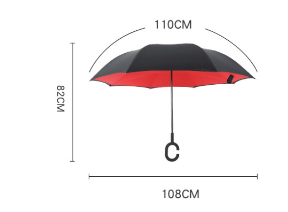 24'' Double Layer Inverted Umbrella with measurements 110CM width and 80CM height, stylish and functional design.