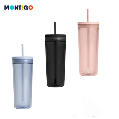 Montigo Go Cup 600ml in Black, Steel Blue, and Blush for stylish hydration on the go.