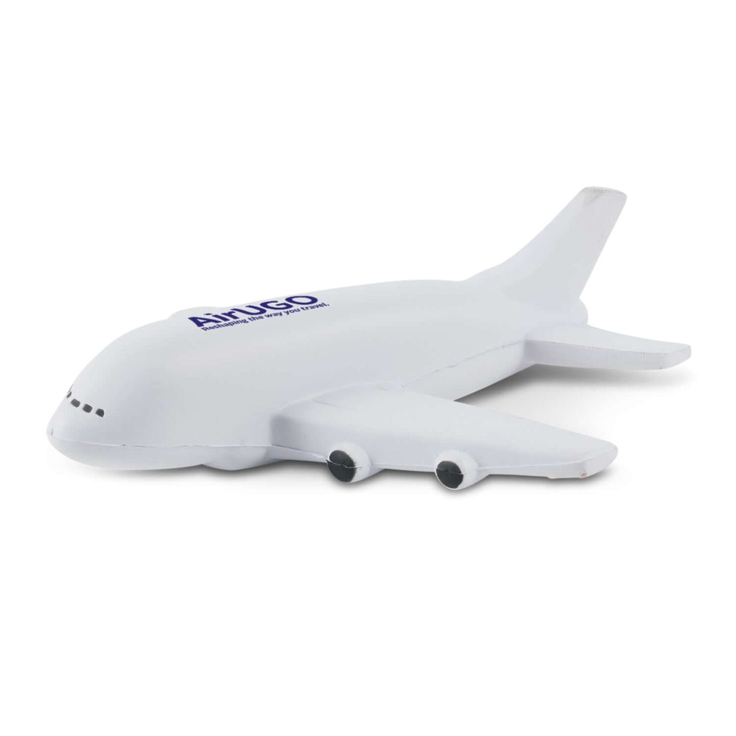 Stress Plane stress reliever in sleek white design, perfect corporate gift for relaxation and workspace decor.