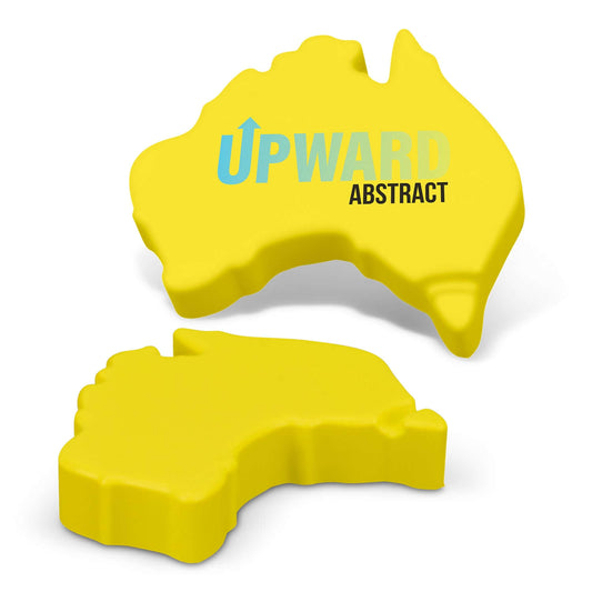 Stress Australia stress reliever in a fun Australia shape, ideal corporate gift for stress relief and creativity.