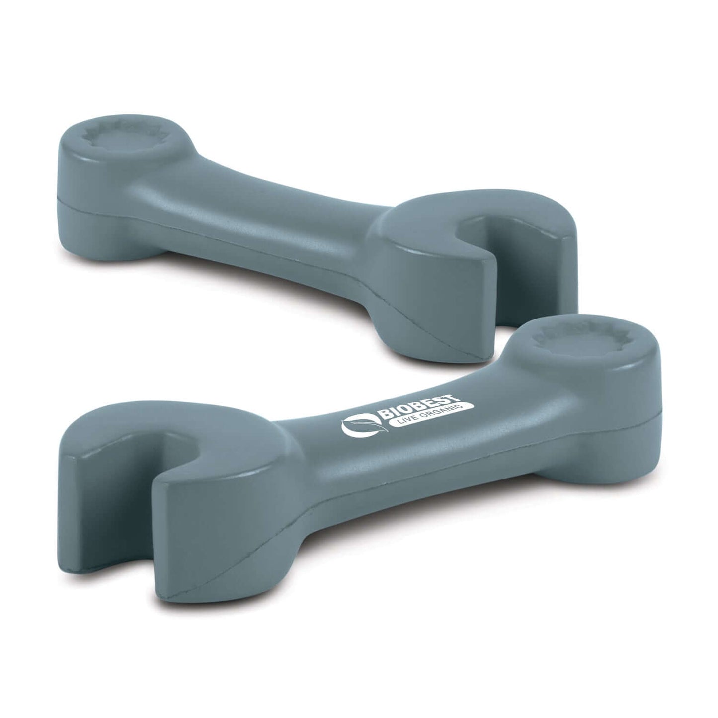 Stress Spanner in blue, a squeezable stress reliever perfect for corporate gifts to alleviate stress.