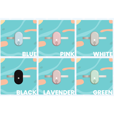 Drink Water Reminder Device in blue, pink, white, black, lavender, and green variations.