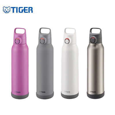 Tiger 1.5L Vacuum Insulated Stainless Steel Bottle MTA-H150 in pink, gray, white, and silver.