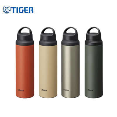 Tiger 800ml Stainless Steel Sports Bottle MCZ-S080 in four colors showcasing hot and cold insulation features.