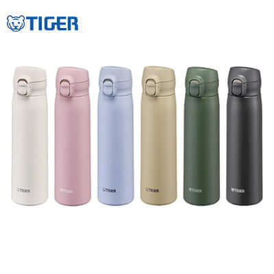 Tiger Vacuum Insulated Bottle MKR-W035/W050/W060 in various colors for corporate gift use.